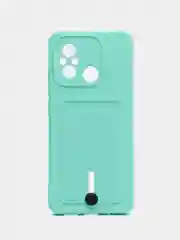 Бирюзовый чехол для Xiaomi Redmi 12C, Сяоми Редми 12С силиконовый, с карманом для карты
