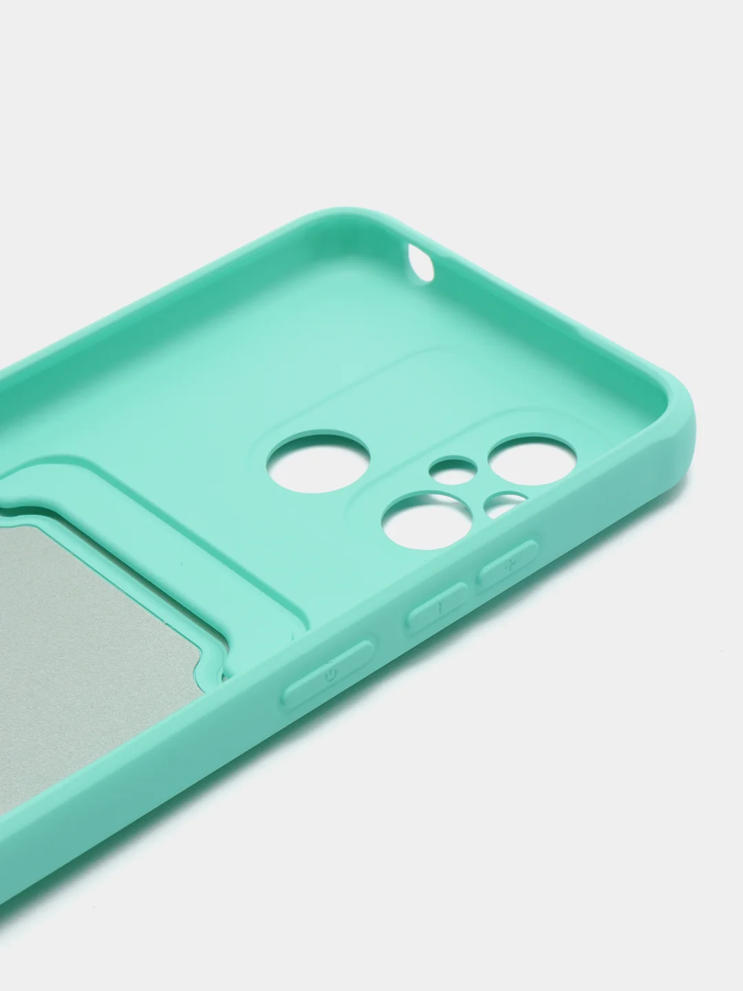 Бирюзовый чехол для Xiaomi Redmi 12C, Сяоми Редми 12С силиконовый, с карманом для карты