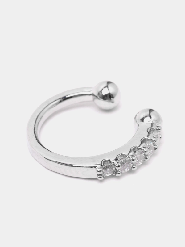 Клипса каффа серьга, со стразами 8мм