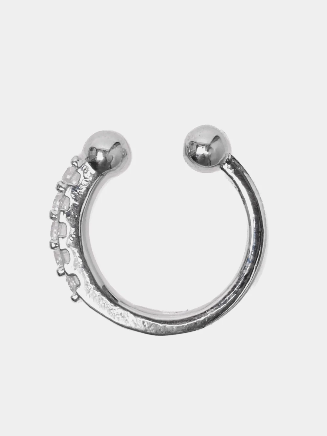 Клипса каффа серьга, со стразами 8мм