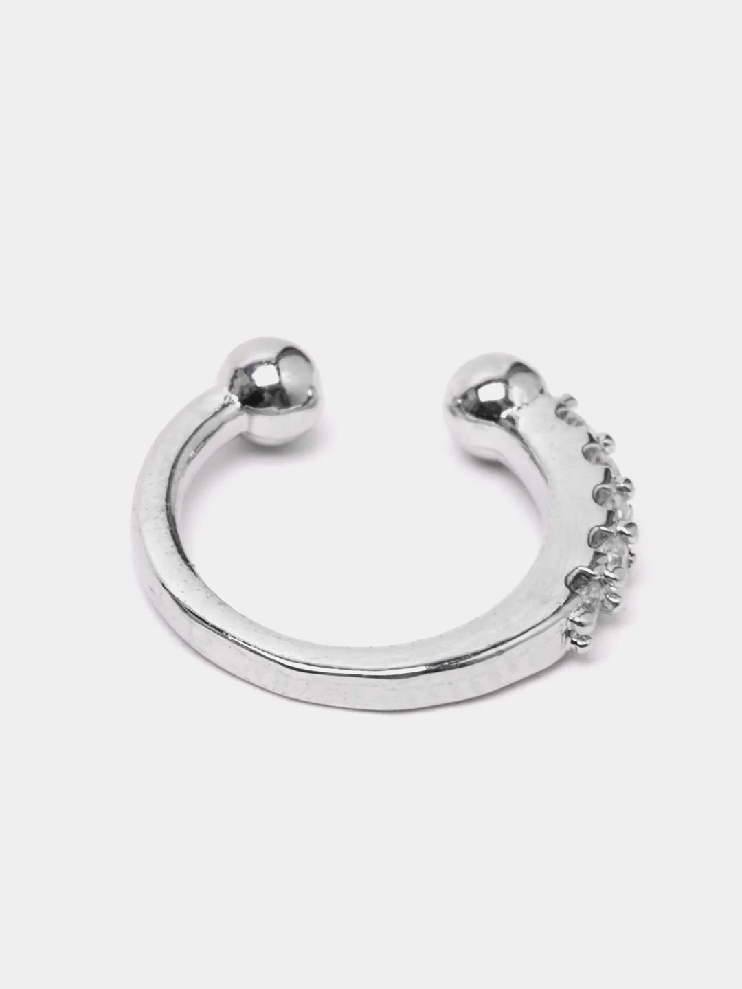 Клипса каффа серьга, со стразами 8мм
