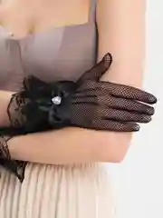 Черный перчатки женские, свадебные