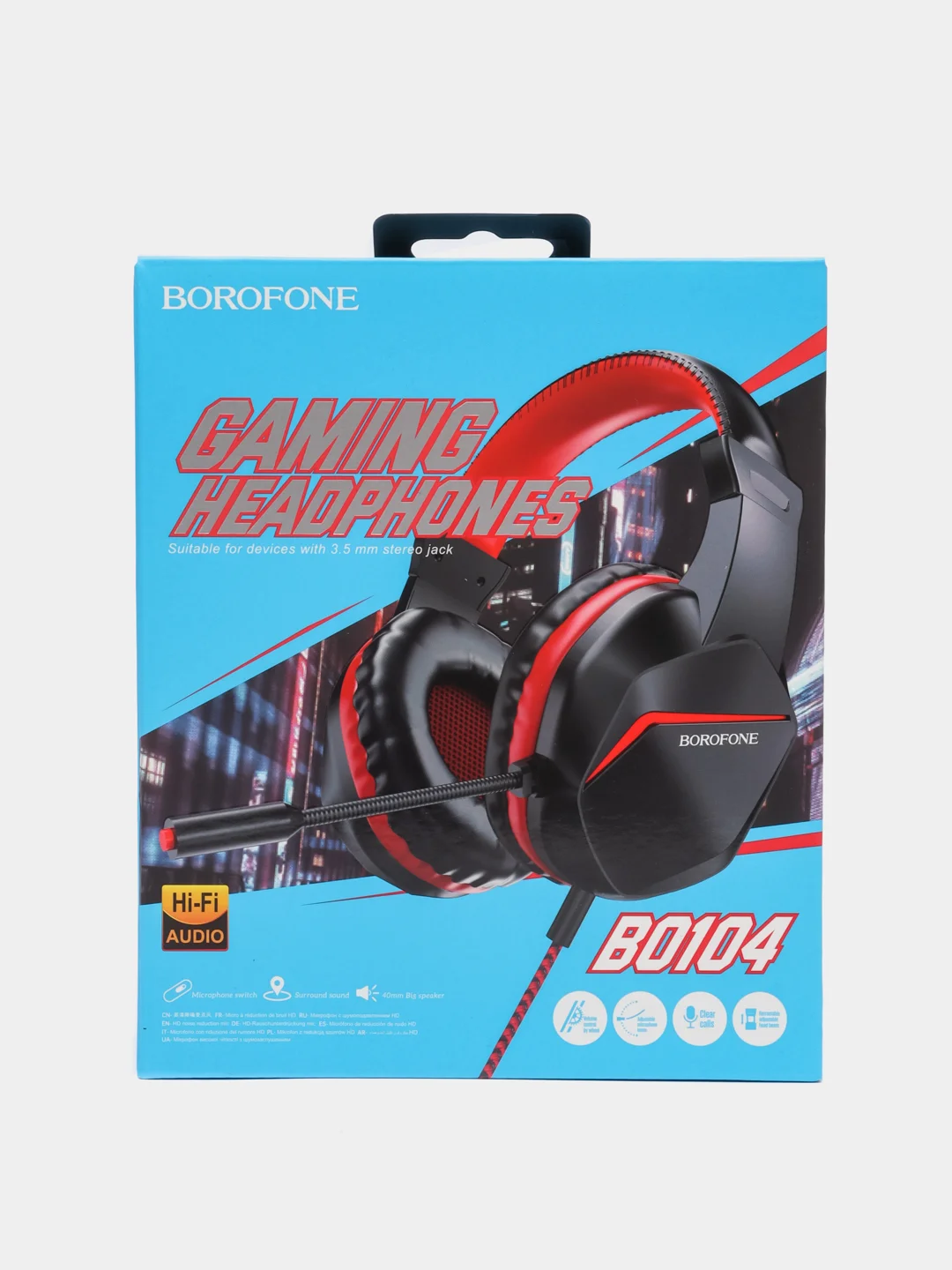 Красный игровые проводные наушники Borofone BO104, полноразмерные, с микрофоном