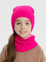 Фуксия зимний комплект для девочки 5-12 лет. Зимняя шапка для девочки
