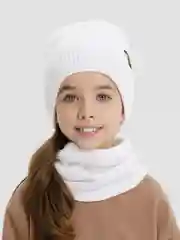 Белый зимний комплект для девочки 5-12 лет. Зимняя шапка для девочки