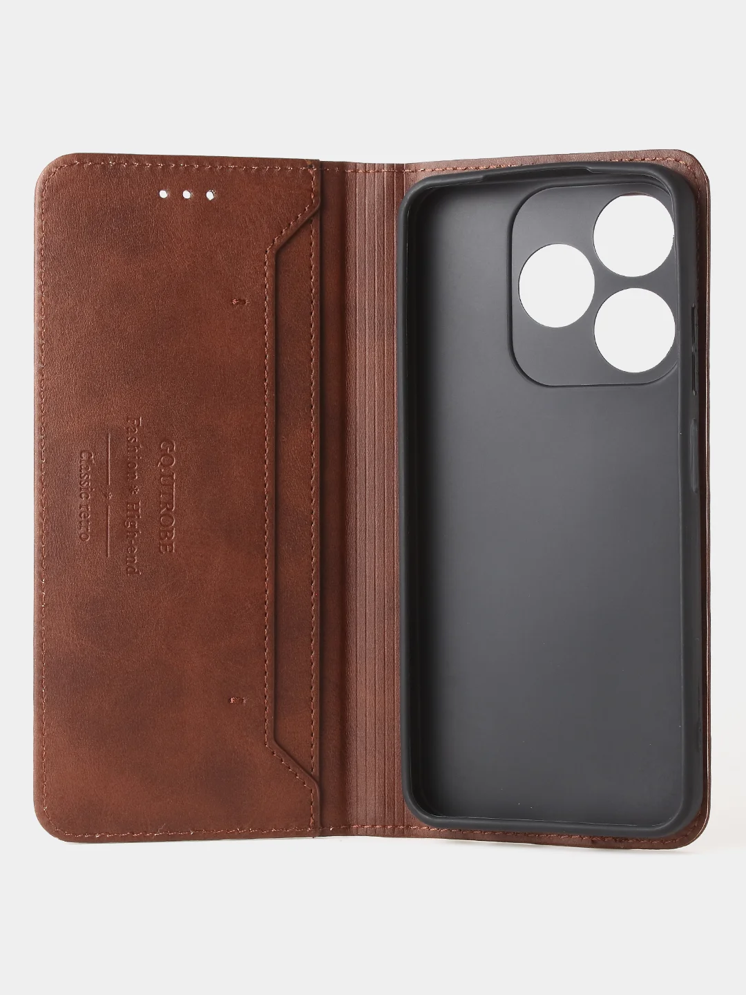 Коричневый чехол-книжка GQ для Tecno Spark 10 / Tecno Spark 10C из искусственной кожи