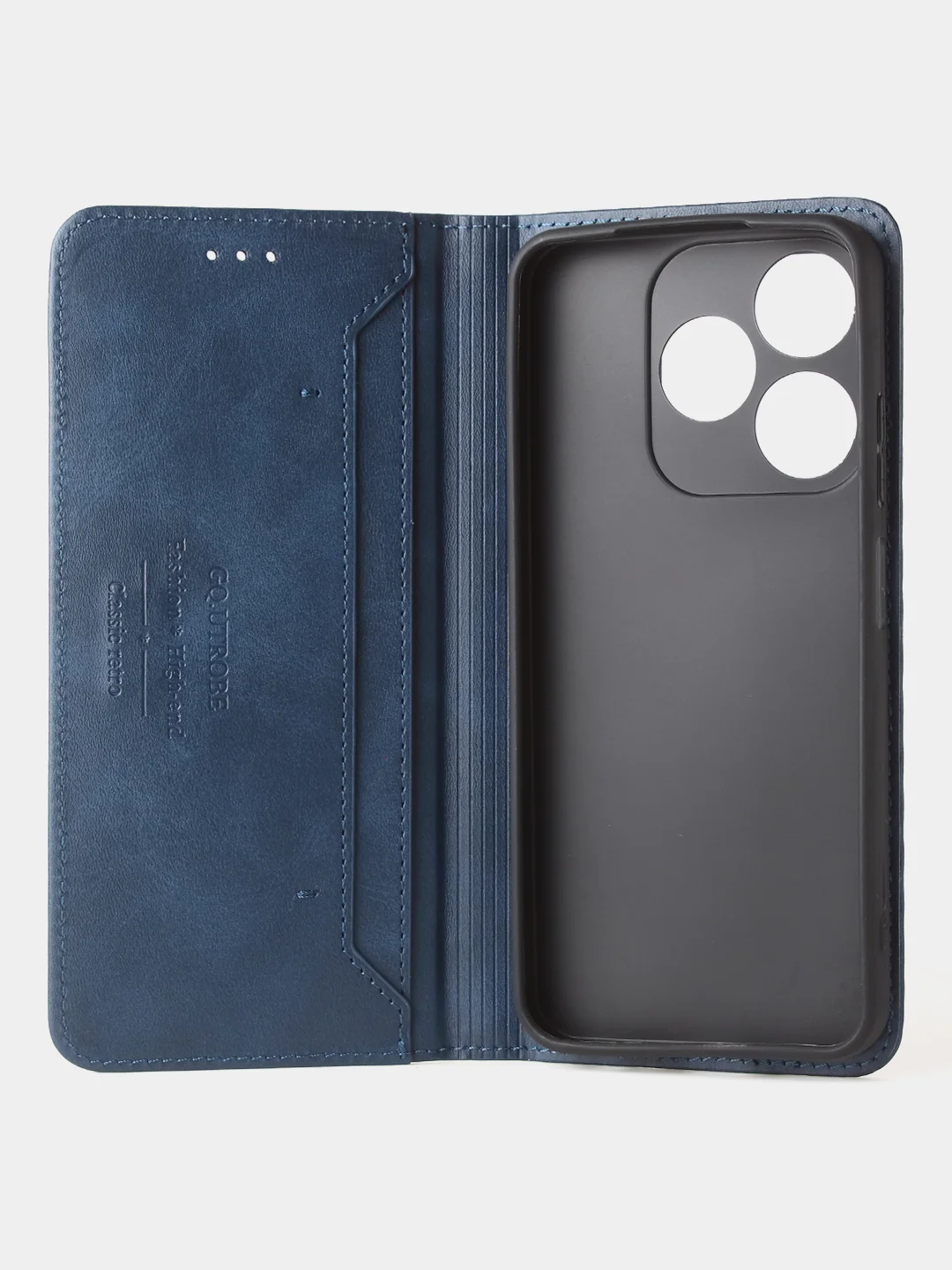 Синий чехол-книжка GQ для Tecno Spark 10 / Tecno Spark 10C из искусственной кожи