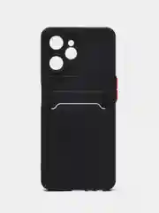 Черный силиконовый чехол для Realme 10T (Реалми 10Т), с карманом для карт