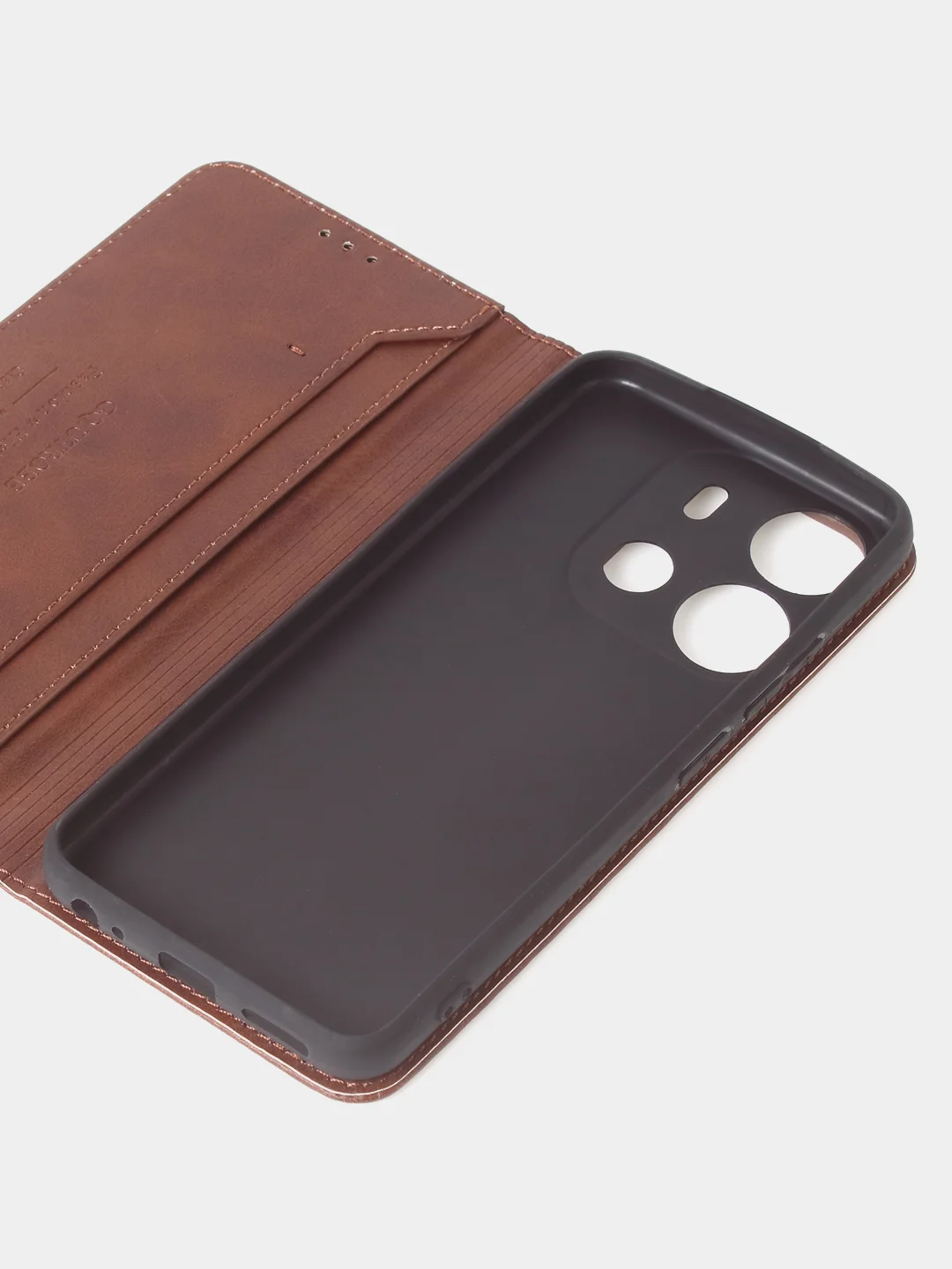 Коричневый чехол-книжка GQ для Tecno Spark GO (2023) / Tecno Pop 7 / Tecno Pop 7 Pro из кожи