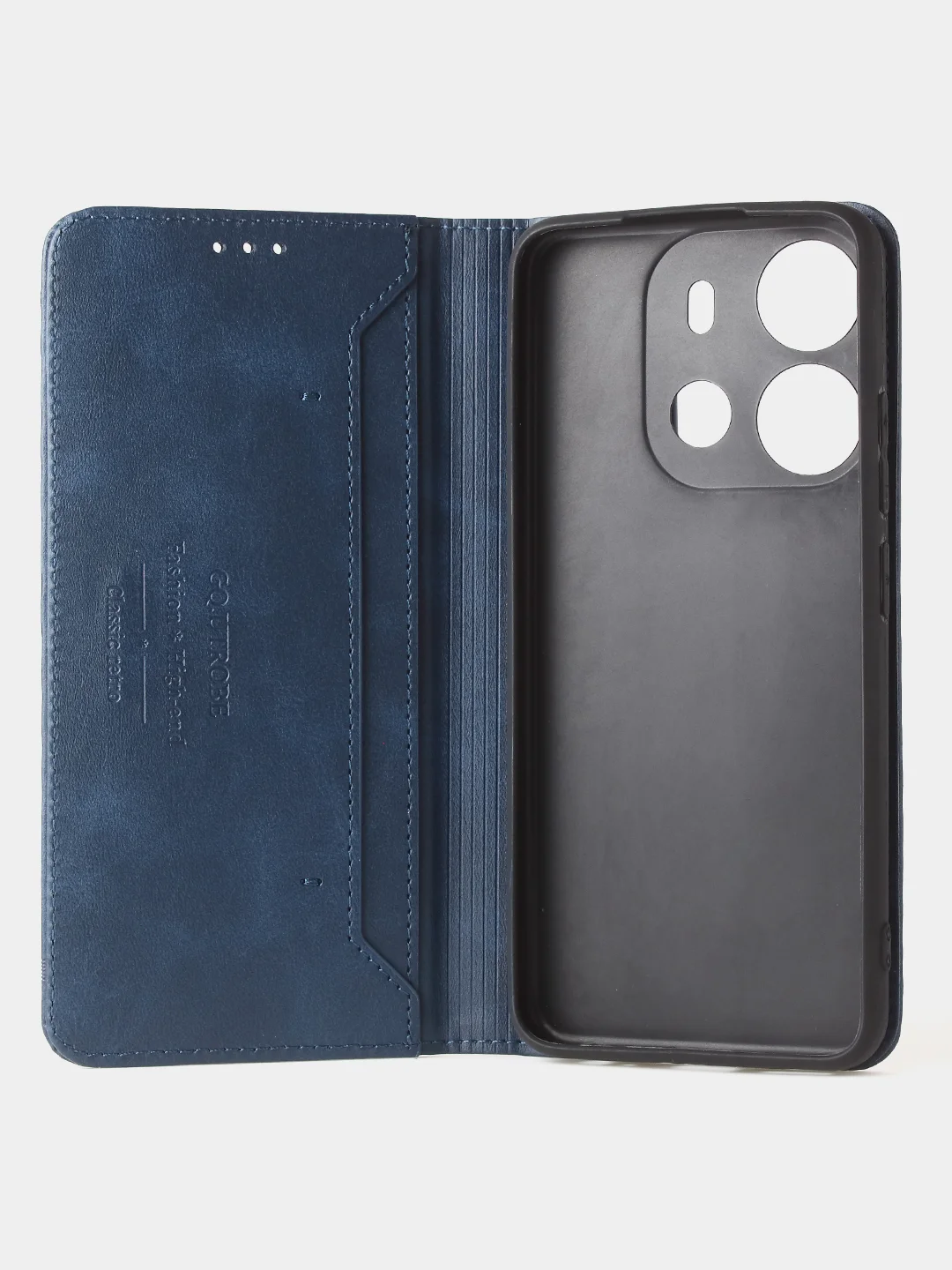 Синий чехол-книжка GQ для Tecno Spark GO (2023) / Tecno Pop 7 / Tecno Pop 7 Pro из кожи