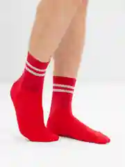 Красный носки мужские, хлопковые, с полоской