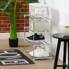 Зеленый стеллаж для обуви 4 яруса