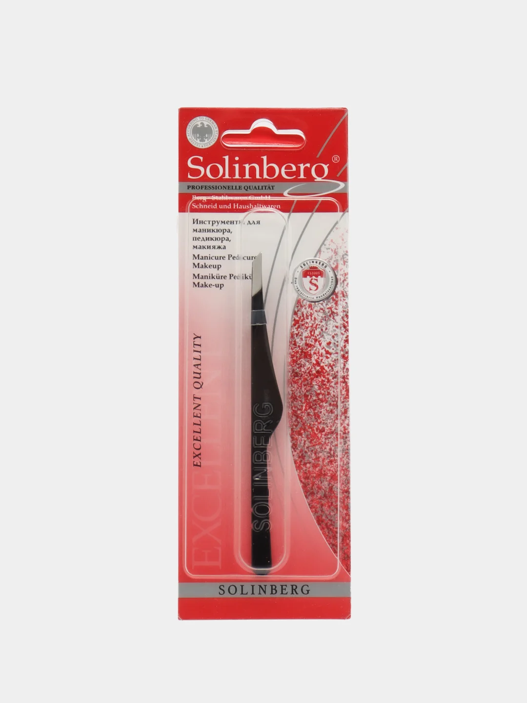 Пинцет Solinberg черный скошенный