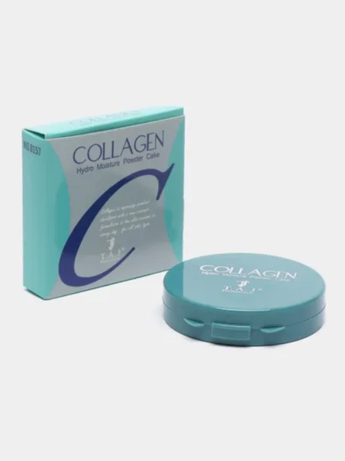 Пудра для лица COLLAGEN увлажняющая с коллагеном, со спонжем в комплекте
