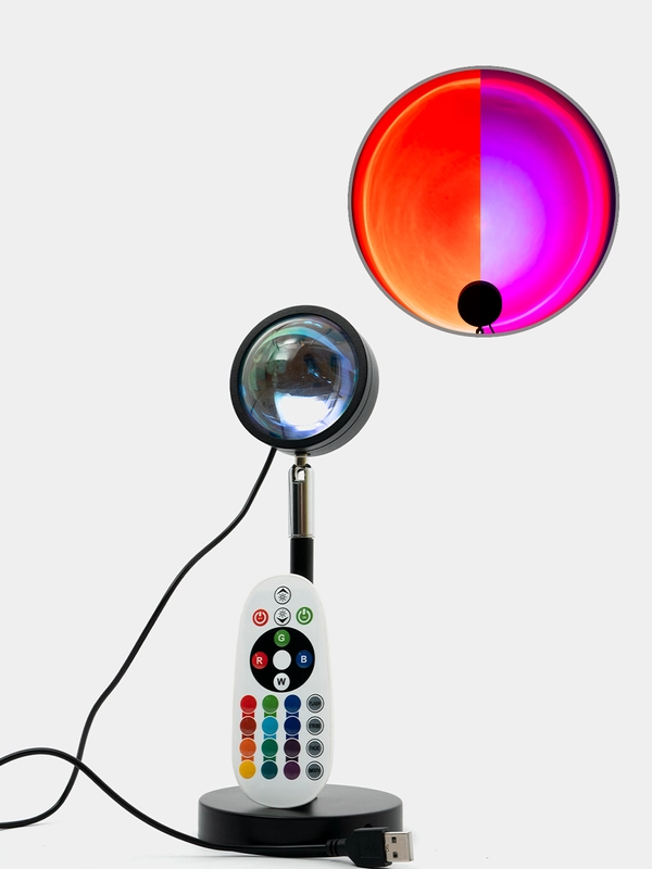 Лампа Закат RGB металлическая с пультом и приложением мобильным, 16 цветов