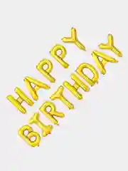 Золотой гирлянда-растяжка из воздушных шаров "С днем рождения" / "Happy Birthday", на праздник