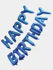 Синий гирлянда-растяжка из воздушных шаров "С днем рождения" / "Happy Birthday", на праздник