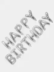 Пудровый гирлянда-растяжка из воздушных шаров "С днем рождения" / "Happy Birthday", на праздник
