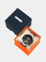 Серебряный мужские наручные часы Skmei 1370 в подарочной упаковке