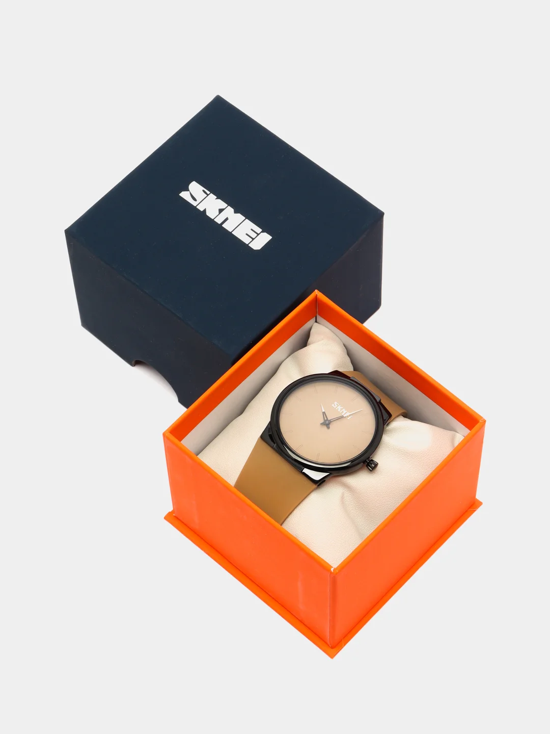 Песочный хаки мужские наручные часы Skmei 1601S(PU) в подарочной упаковке