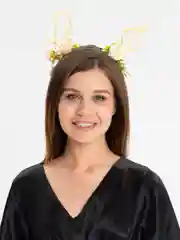 Лайм светящийся ободок с рожками, украшенный цветами