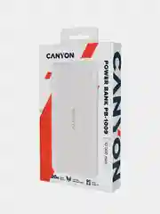 Белый компактный внешний аккумулятор Canyon PB-109, QuickCharge 3.0 + PD 18W, 10000 мАч