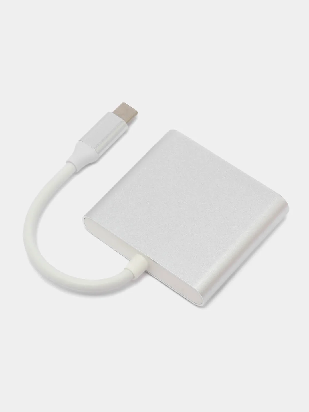 Серебряный отг адаптер HUB, переходник Type-C для MacBook HDMI + USB 3.0 + PD хаб