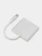 Серебряный отг адаптер HUB, переходник Type-C для MacBook HDMI + USB 3.0 + PD хаб