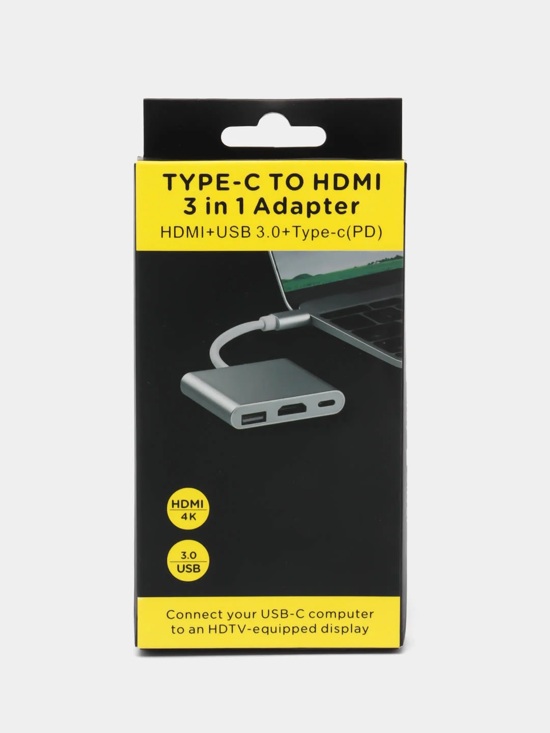 Серебряный отг адаптер HUB, переходник Type-C для MacBook HDMI + USB 3.0 + PD хаб