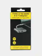 Серебряный отг адаптер HUB, переходник Type-C для MacBook HDMI + USB 3.0 + PD хаб