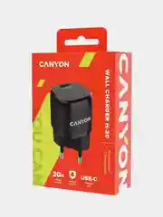Черный сетевое зарядное устройство Canyon H-20, 1xUSB-C / PD / 20W