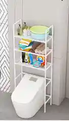 Белый стеллаж для ванной комнаты