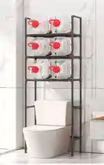 Черный стеллаж для ванной комнаты