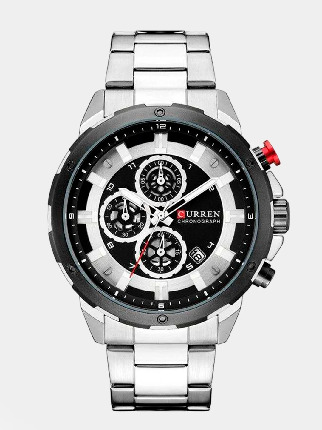 Серебряный мужские наручные часы Curren 8323 с хронографом в подарочной упаковке