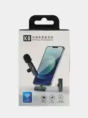 Черный беспроводной микрофон-петличка на iPhone Lightning, Type-C