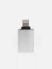 Серебряный адаптер переходник с USB Lightning для iPhone