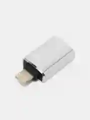 Серебряный адаптер переходник с USB Lightning для iPhone