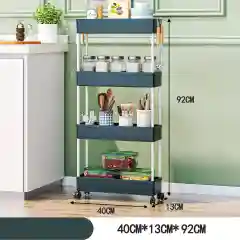 Зеленый стеллаж для хранения/Этажерка на колёсиках 4 яруса 40х13х92 см