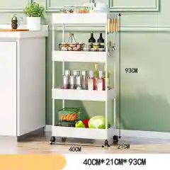 Белый стеллаж для хранения/Этажерка на колёсиках 4 яруса 40х21х93 см