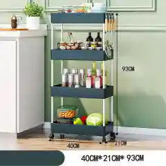 Зеленый стеллаж для хранения/Этажерка на колёсиках 4 яруса 40х21х93 см