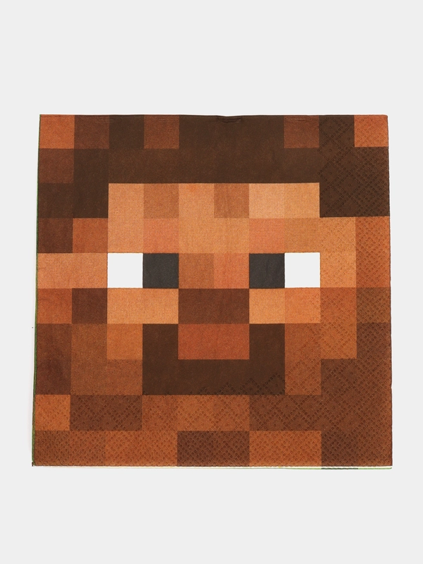 Одноразовые салфетки в стиле Minecraft (Майнкрафт, пиксели) 33 х 33 см, 20 шт