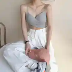 Серый топ женский, кроп топ, с чашками