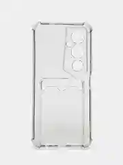 Хром силиконовый чехол для Tecno Pova 4 Pro (Техно Пова 4 Про), с карманом для карт, прозрачный