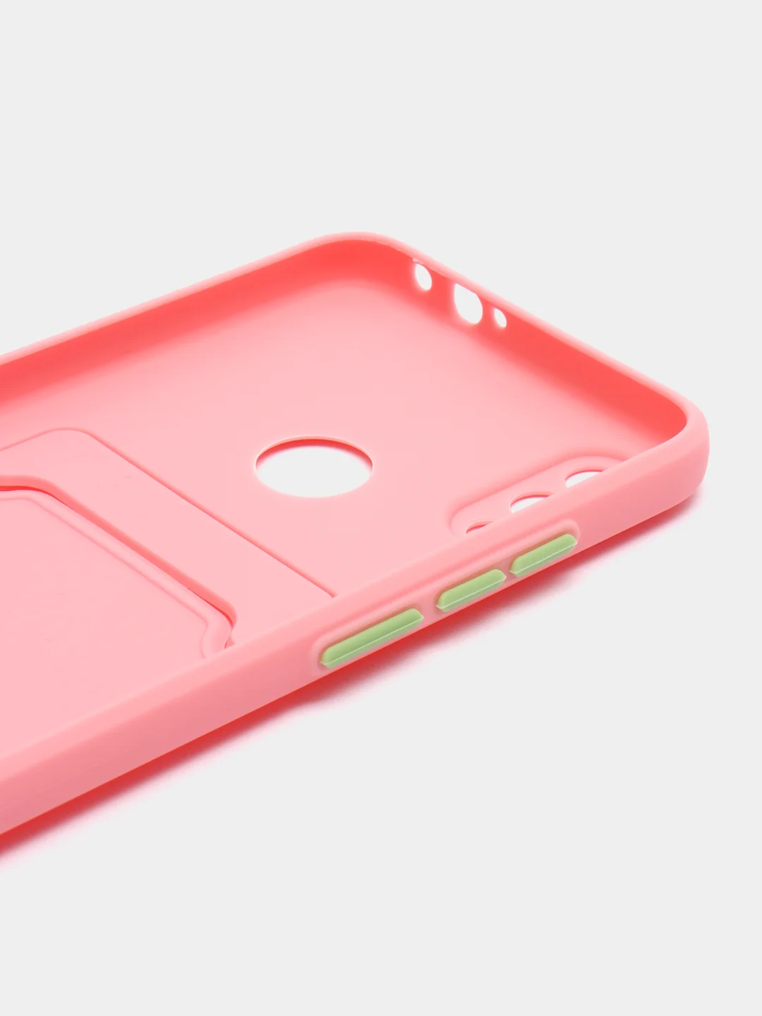 Розовый силиконовый чехол для Xiaomi Redmi Note 7 (Сяоми Нот 7), с карманом для карт