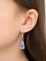 Серьги мишки фиолетовые с блестками