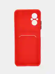 Красный силиконовый чехол Xiaomi Poco M5 4G 2022, Poco M4 5G (Поко М4 5Г, М5 4Г 2022), с карманом для карт, прозрачный