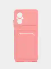 Розовый силиконовый чехол Xiaomi Poco M5 4G 2022, Poco M4 5G (Поко М4 5Г, М5 4Г 2022), с карманом для карт, прозрачный