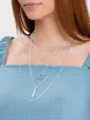 Серебряный цепочка-ожерелье с подвеской, многослойная