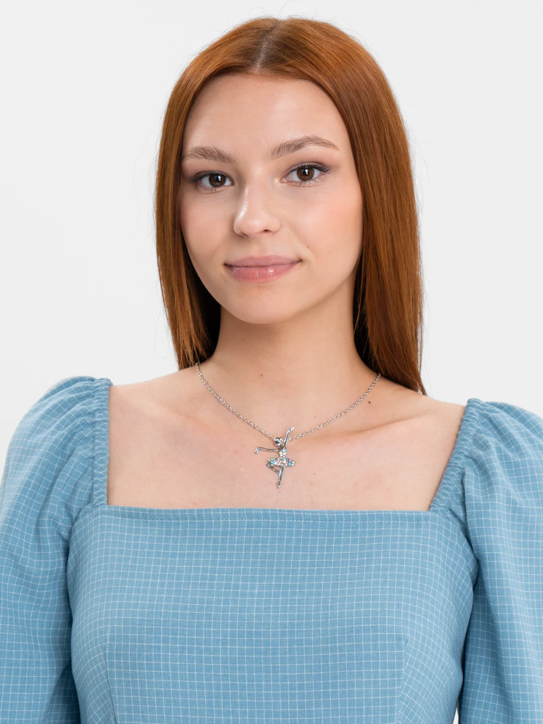 Серебряный цепочка на шею "Балерина", 45+5 см