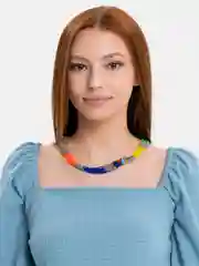 Синий колье из бисера